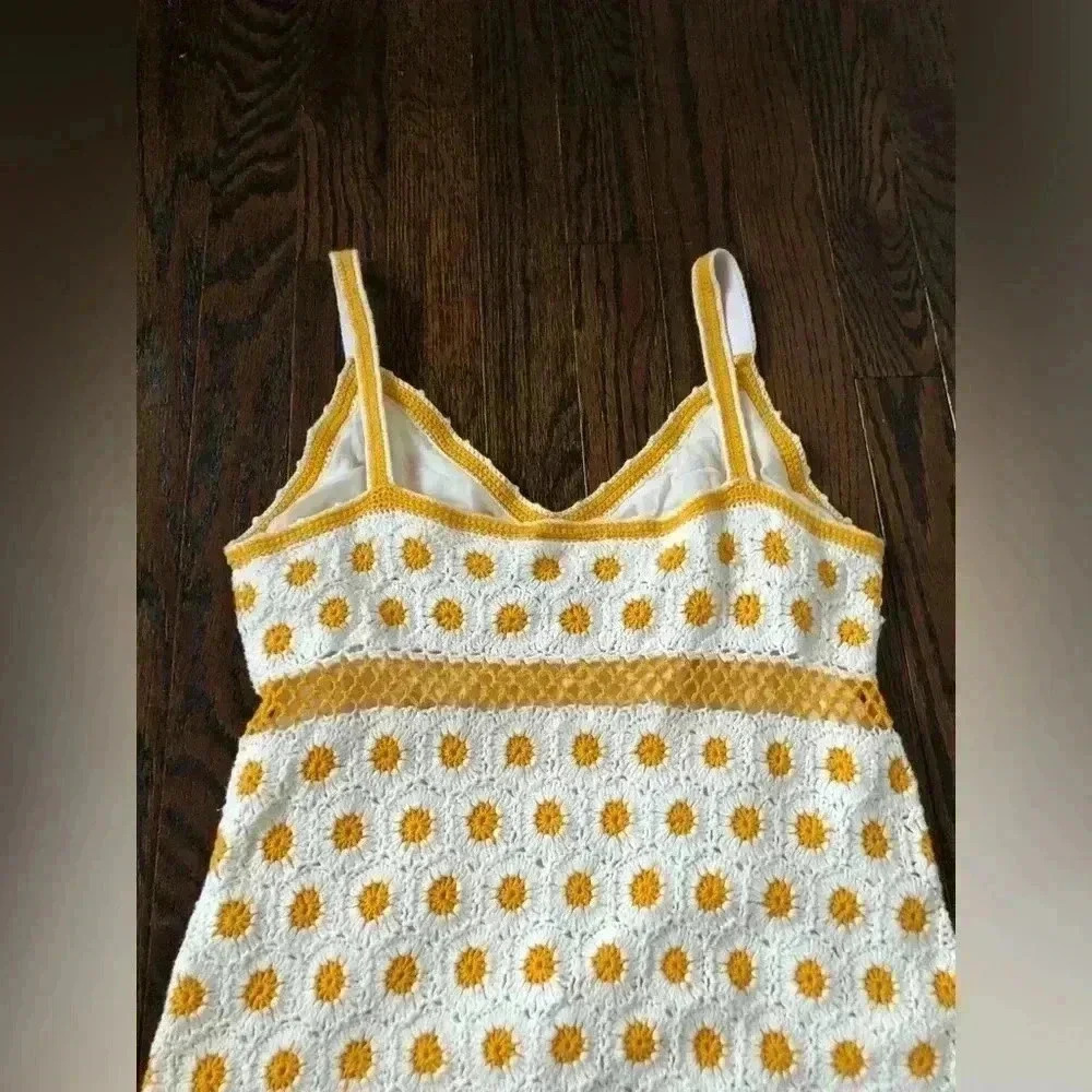 Tory Burch Women’s XS Yellow/White Daisy Crocheted Cotton Midi Dress - EUC! - Picture 12 of 12